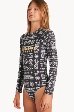 Rashies & Sunsuits|Billabong Girls Lost On You Long Sleeve Sunsuit BLACK