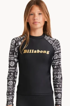 Rashies & Sunsuits|Billabong Girls Lost On You Long Sleeve Suntop BLACK