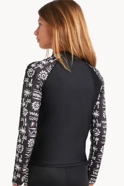 Rashies & Sunsuits|Billabong Girls Lost On You Long Sleeve Suntop BLACK