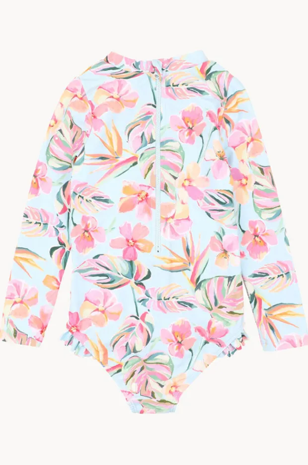 Rashies & Sunsuits|Minihaha Girls Lou Long Sleeve Sunsuit Blue/Pink