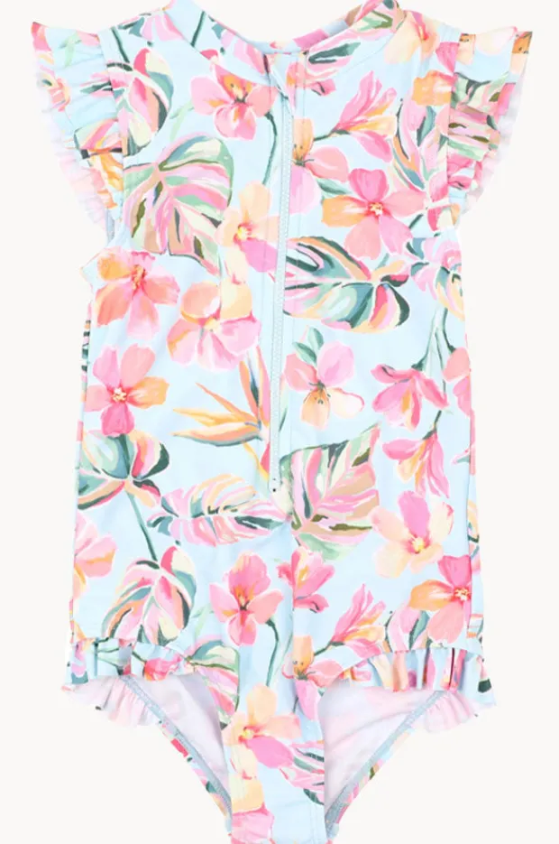 Rashies & Sunsuits|Minihaha Girls Lou Short Sleeve Sunsuit Blue/Pink