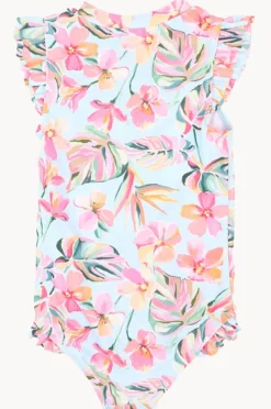 Rashies & Sunsuits|Minihaha Girls Lou Short Sleeve Sunsuit Blue/Pink