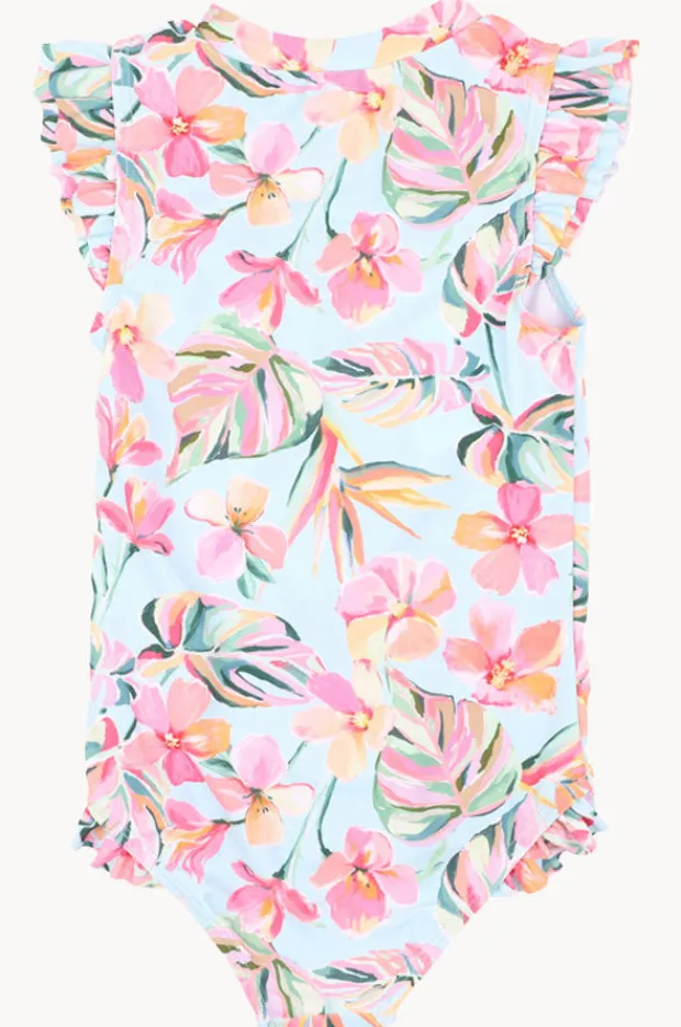 Rashies & Sunsuits|Minihaha Girls Lou Short Sleeve Sunsuit Blue/Pink