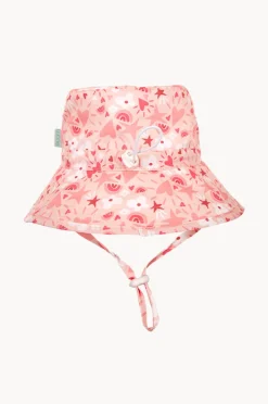 Hats|Acorn Girls Love Heart Broad Brim Bucket Hat Pink/Cream