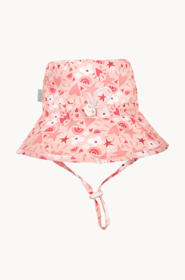 Hats|Acorn Girls Love Heart Broad Brim Bucket Hat Pink/Cream