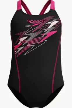 One Pieces|Speedo Girls Medley Logo Medalist One Piece Black/pink