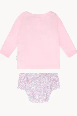 Rashies & Sunsuits|Rashies & Sunsuits|Huxbaby Girls Meow Meow Suntop Set Blossom