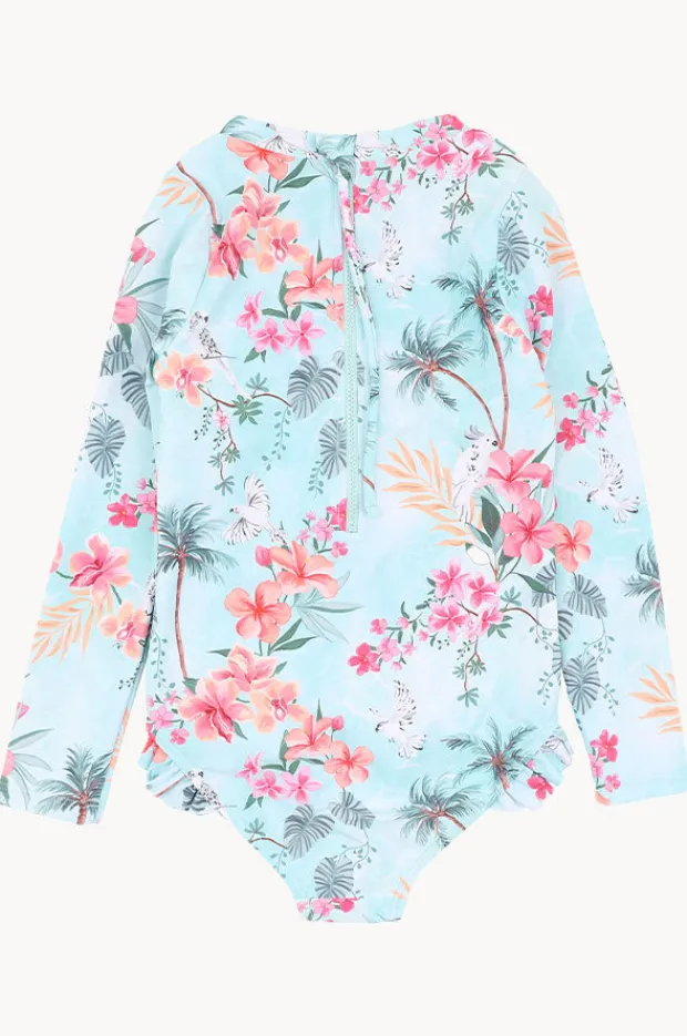 Rashies & Sunsuits|Minihaha Girls Milana Long Sleeve Sunsuit Blue/Multi