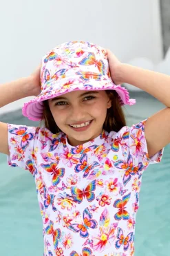Hats|Salty Ink Girls Miss Aloha Reversible Sunhat Blue/natural