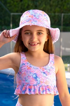 Hats|Salty Ink Girls Miss Cupcake Reversible Sunhat Pink/blue