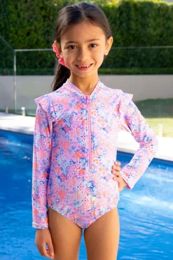 Rashies & Sunsuits|Salty Ink Girls Miss Cupcake Sunsuit Pink/blue