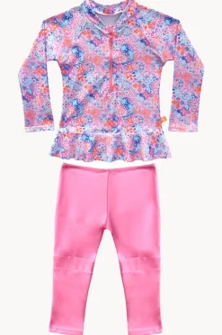 Rashies & Sunsuits|Salty Ink Girls Miss Cupcake Suntop Set Pink/blue