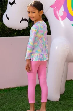 Rashies & Sunsuits|Salty Ink Girls Miss Dazzle Full Pant Sunsuit Pink/Multi