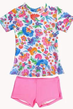 Rashies & Sunsuits|Salty Ink Girls Miss Leilani Short Sleeve Suntop Set Blue/Natural