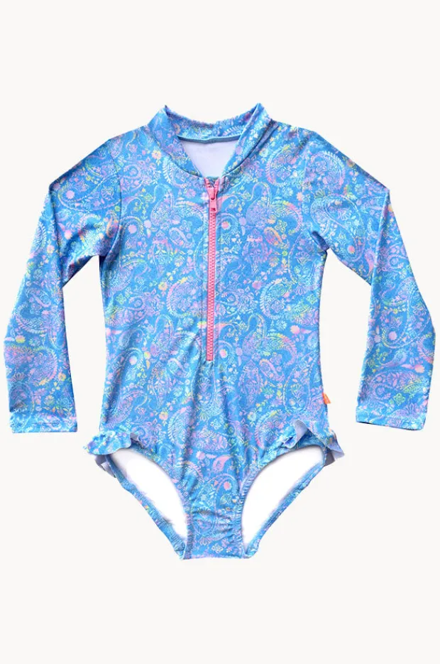 Rashies & Sunsuits|Salty Ink Girls Miss Mystical Long Sleeve Sunsuit Blue/Pink