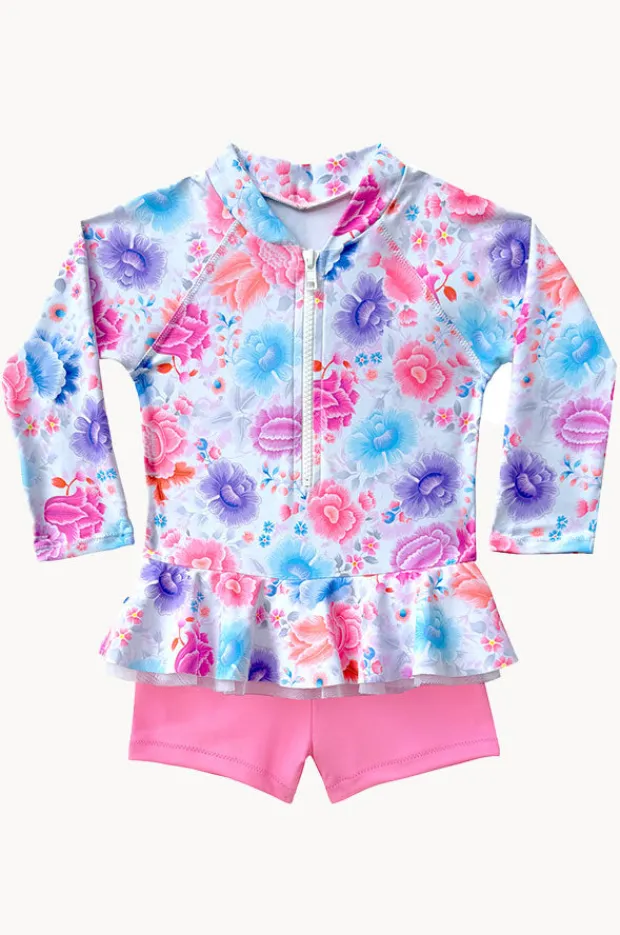 Rashies & Sunsuits|Salty Ink Girls Miss Boyleg Sunsuit Peony