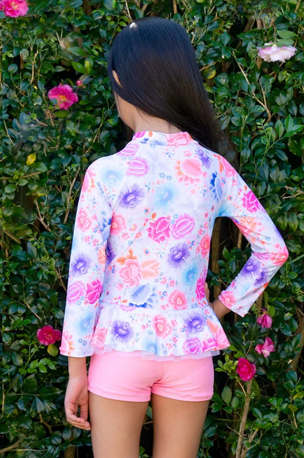 Rashies & Sunsuits|Salty Ink Girls Miss Boyleg Sunsuit Peony