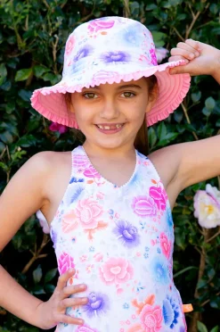 Hats|Salty Ink Girls Miss Reversible Sunhat Peony