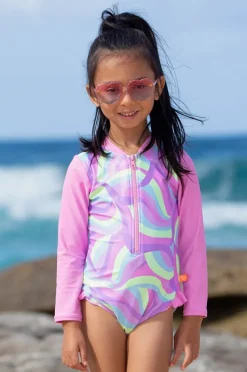Rashies & Sunsuits|Rashies & Sunsuits|Salty Ink Girls Miss Sea Princess Long Sleeve Sunsuit Multi