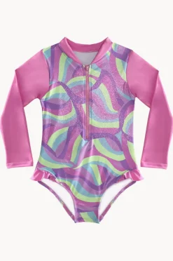 Rashies & Sunsuits|Rashies & Sunsuits|Salty Ink Girls Miss Sea Princess Long Sleeve Sunsuit Multi