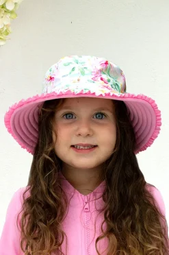 Hats|Salty Ink Girls Miss Vacay Reversible Sunhat Pink/multi
