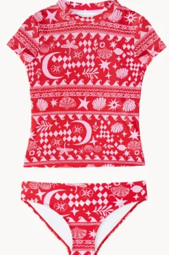 Rashies & Sunsuits|Seafolly Girls Girls Mykonos Suntop Set Red/Pink