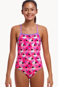 One Pieces|Funkita Girls Ninja Star Strapped In One Piece Pink/purple