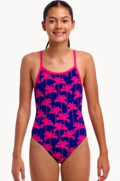 One Pieces|Funkita Girls Pinky Palms Single Strap One Piece Purple/pink