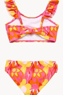 Bikini Sets|Snapper Rock Girls Pop Of Sunshine Frill Crop Set Red/Yellow