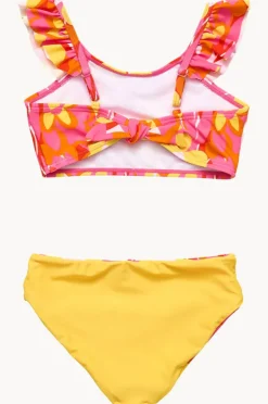Bikini Sets|Snapper Rock Girls Pop Of Sunshine Frill Crop Set Red/Yellow