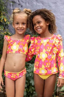 Bikini Sets|Snapper Rock Girls Pop Of Sunshine Frill Crop Set Red/Yellow