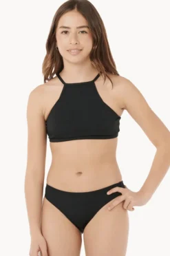 Bikini Sets|Rip Curl Girls Premium Rib 2.0 High Neck Crop Set Black
