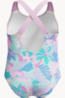One Pieces|Speedo Girls Print Cross Back One Piece Pink/Green