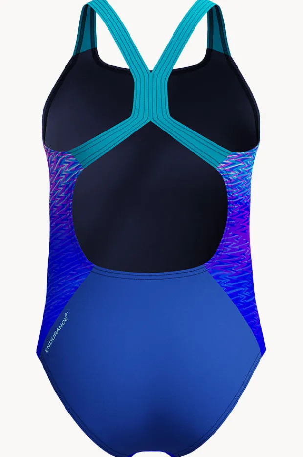 One Pieces|Speedo Girls Print Placement Powerback One Piece Sapphire