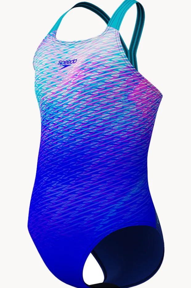 One Pieces|Speedo Girls Print Placement Powerback One Piece Sapphire