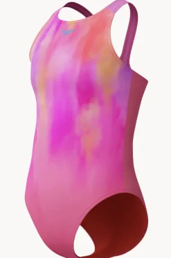 One Pieces|Speedo Girls Printed Pulseback One Piece Pink