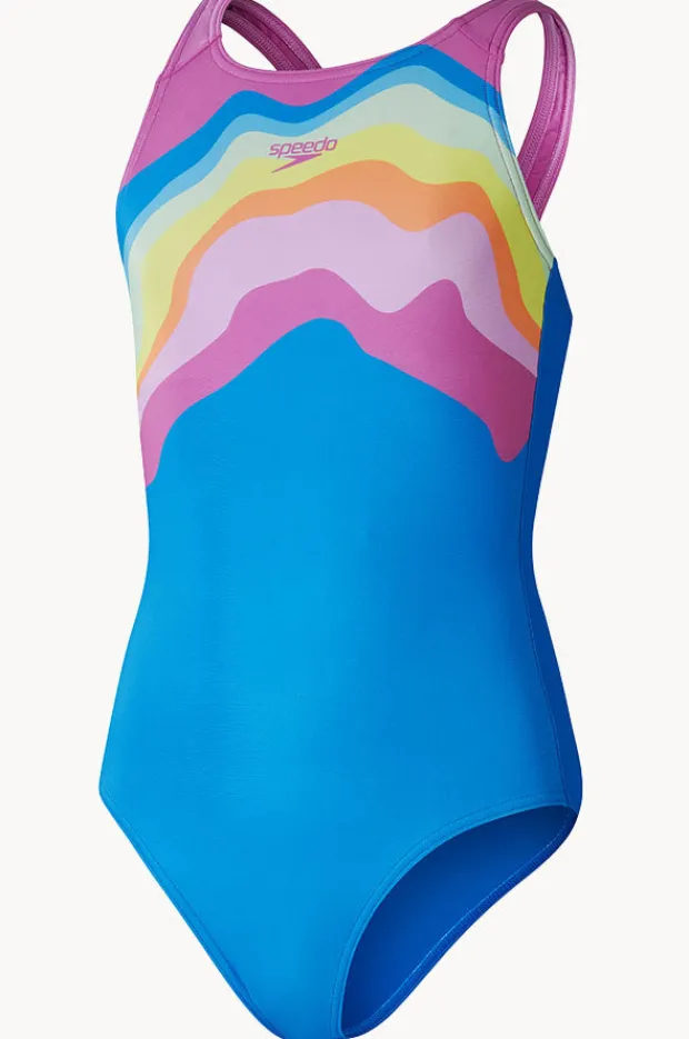 One Pieces|Speedo Girls Printed Pulseback One Piece Blue/multi