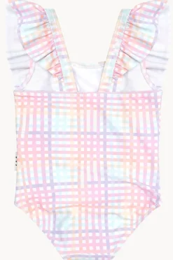 One Pieces|Huxbaby Girls Check Frill One Piece Rainbow