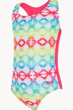 One Pieces|Zoggs Girls Rainbow Haze Action Back One Piece Pink/multi