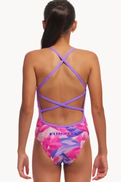One Pieces|Funkita Girls Rockie High Strapped In One Piece Pink/purple