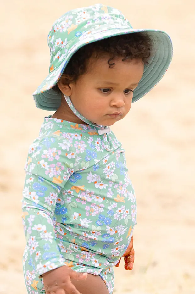 Hats|Toshi Girls Sea Blossom Swim Sunhat Seagreen