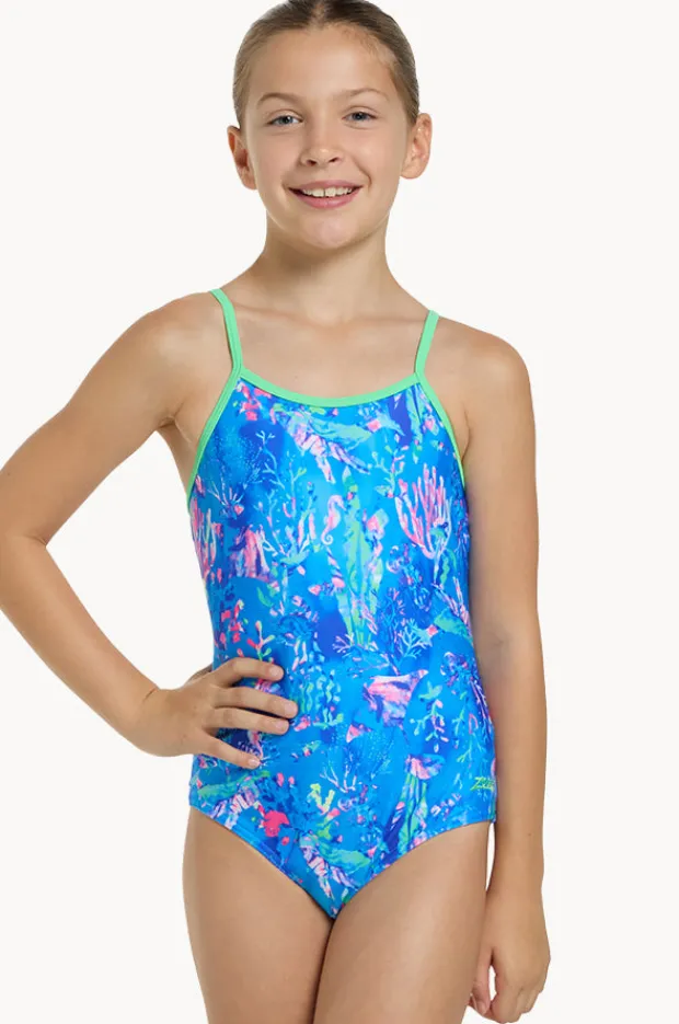 One Pieces|Zoggs Girls Sea Space Yaroomba Floral One Piece Green/blue