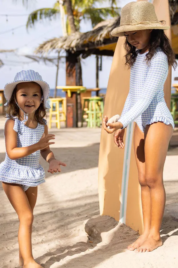 Rashies & Sunsuits|Snapper Rock Girls Seaside Gingham Sunsuit Blue