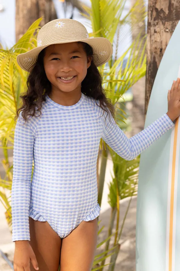 Rashies & Sunsuits|Snapper Rock Girls Seaside Gingham Sunsuit Blue