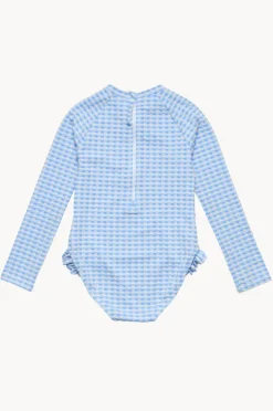 Rashies & Sunsuits|Snapper Rock Girls Seaside Gingham Sunsuit Blue