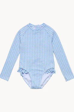 Rashies & Sunsuits|Snapper Rock Girls Seaside Gingham Sunsuit Blue