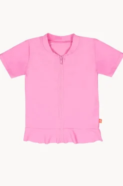 Rashies & Sunsuits|Salty Ink Girls Short Sleeve Zip Suntop Candy