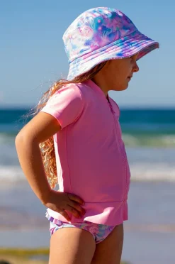 Rashies & Sunsuits|Salty Ink Girls Short Sleeve Zip Suntop Candy