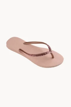 Footwear|Havaianas Girls Slim Metal Glitter Logo Thong Ballet