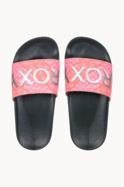 Footwear|Roxy Girls Slippy II Slide Black/red
